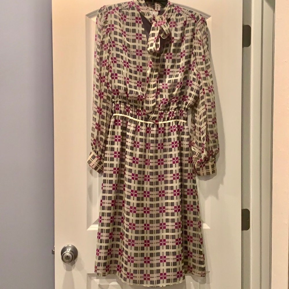 Silk Chiffon Miguelina tie neck dress